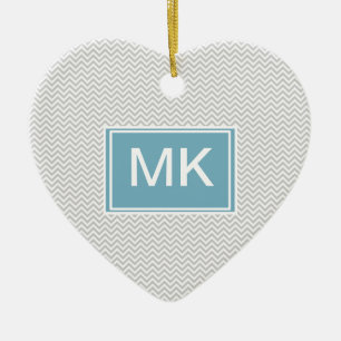 Eenvoudige Grijze Zigzag Keramisch Ornament