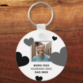 Eenvoudige Grijze & Zwarte Harten Echtgenoot Keeps Sleutelhanger (Achterkant)