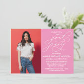 EENVOUDIGE GRILLIGE CALLIGRAFIE AFSTUDEREN UITNODI KAART (Staand voorkant)