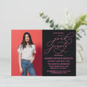 EENVOUDIGE GRILLIGE CALLIGRAFIE AFSTUDEREN UITNODI KAART (Staand voorkant)