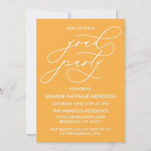 EENVOUDIGE GRILLIGE CALLIGRAFIE AFSTUDEREN UITNODI KAART (Voorkant)