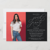 EENVOUDIGE GRILLIGE CALLIGRAFIE AFSTUDEREN UITNODI KAART (Voorkant)