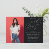 EENVOUDIGE GRILLIGE CALLIGRAFIE AFSTUDEREN UITNODI KAART (Staand voorkant)