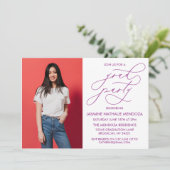 EENVOUDIGE GRILLIGE CALLIGRAFIE AFSTUDEREN UITNODI KAART (Staand voorkant)