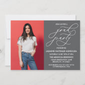 EENVOUDIGE GRILLIGE CALLIGRAFIE AFSTUDEREN UITNODI KAART (Voorkant)