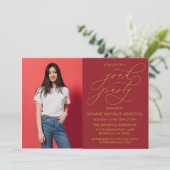 EENVOUDIGE GRILLIGE CALLIGRAFIE AFSTUDEREN UITNODI KAART (Staand voorkant)