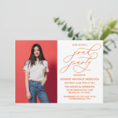 EENVOUDIGE GRILLIGE CALLIGRAFIE AFSTUDEREN UITNODI KAART (Staand voorkant)