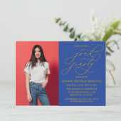 EENVOUDIGE GRILLIGE CALLIGRAFIE AFSTUDEREN UITNODI KAART (Staand voorkant)