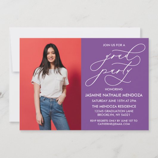 EENVOUDIGE GRILLIGE CALLIGRAFIE AFSTUDEREN UITNODI KAART (Voorkant)