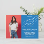 EENVOUDIGE GRILLIGE CALLIGRAFIE AFSTUDEREN UITNODI KAART (Staand voorkant)