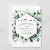 Eenvoudige grillige eucalyptus digitale bruiloft save the date (Voorkant)