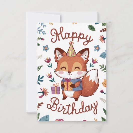 Eenvoudige grillige Fox verjaardag Kaart (Voorkant)