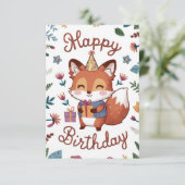 Eenvoudige grillige Fox verjaardag Kaart (Staand voorkant)
