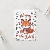 Eenvoudige grillige Fox verjaardag Kaart (Voorkant / Achterkant in situ)