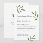 Eenvoudige grillige groene Waterverf takken bruilo Kaart (Voorkant / Achterkant)