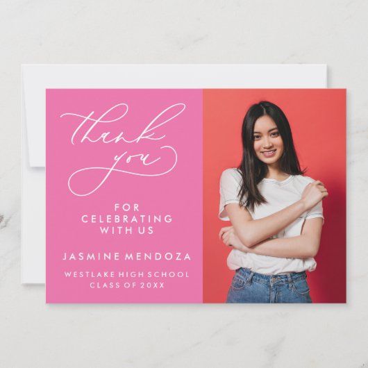 EENVOUDIGE GRILLIGE KALLIGRAFIE AFSTUDEREN DANK U BEDANKKAART (Voorkant)