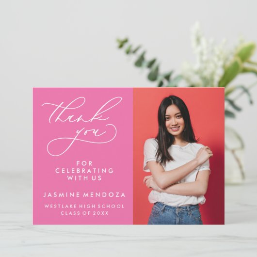 EENVOUDIGE GRILLIGE KALLIGRAFIE AFSTUDEREN DANK U BEDANKKAART (Staand voorkant)