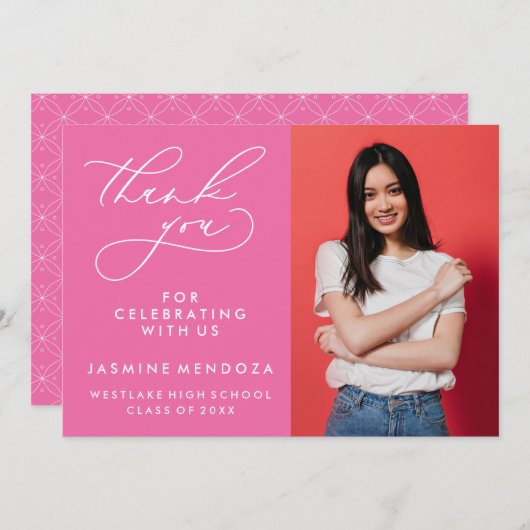 EENVOUDIGE GRILLIGE KALLIGRAFIE AFSTUDEREN DANK U BEDANKKAART (Voorkant / Achterkant)