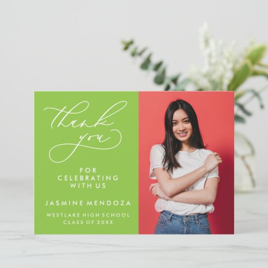 EENVOUDIGE GRILLIGE KALLIGRAFIE AFSTUDEREN DANK U BEDANKKAART (Staand voorkant)