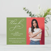 EENVOUDIGE GRILLIGE KALLIGRAFIE AFSTUDEREN DANK U BEDANKKAART (Staand voorkant)