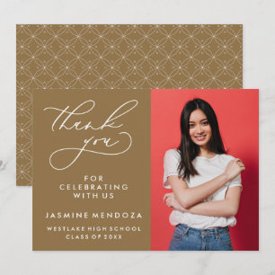 EENVOUDIGE GRILLIGE KALLIGRAFIE AFSTUDEREN DANK U BEDANKKAART