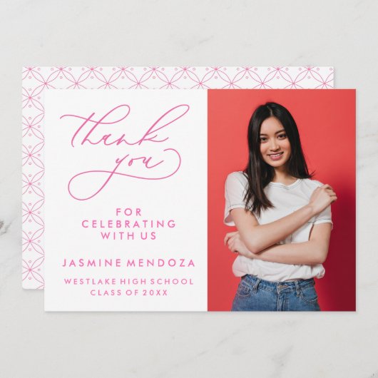 EENVOUDIGE GRILLIGE KALLIGRAFIE AFSTUDEREN DANK U BEDANKKAART (Voorkant / Achterkant)