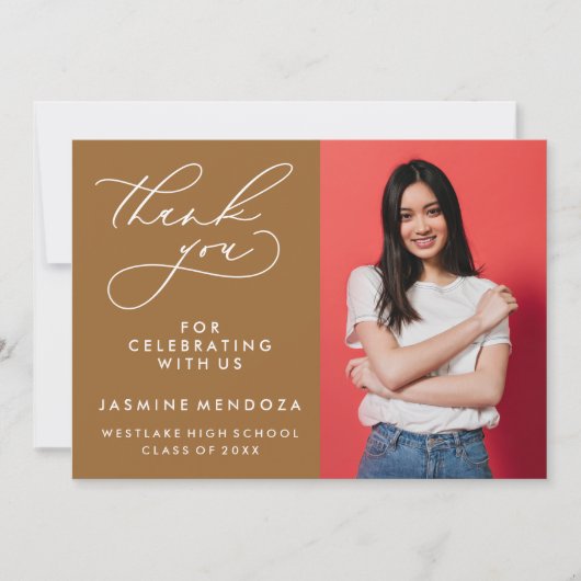 EENVOUDIGE GRILLIGE KALLIGRAFIE AFSTUDEREN DANK U BEDANKKAART (Voorkant)