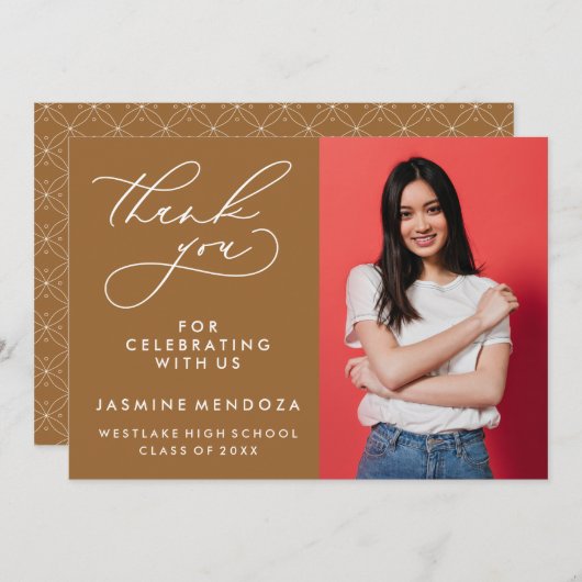 EENVOUDIGE GRILLIGE KALLIGRAFIE AFSTUDEREN DANK U BEDANKKAART (Voorkant / Achterkant)