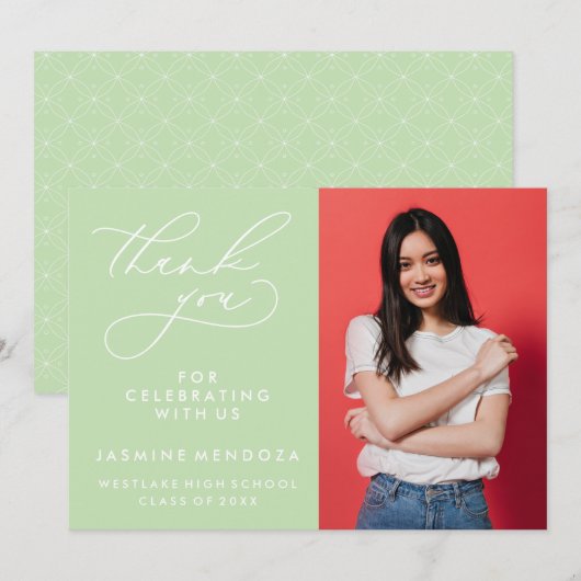 EENVOUDIGE GRILLIGE KALLIGRAFIE AFSTUDEREN DANK U BEDANKKAART (Voorkant / Achterkant)