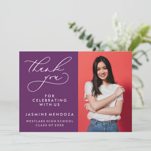 EENVOUDIGE GRILLIGE KALLIGRAFIE AFSTUDEREN DANK U BEDANKKAART (Staand voorkant)