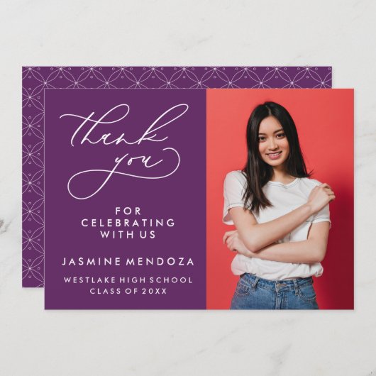 EENVOUDIGE GRILLIGE KALLIGRAFIE AFSTUDEREN DANK U BEDANKKAART (Voorkant / Achterkant)