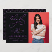 EENVOUDIGE GRILLIGE KALLIGRAFIE AFSTUDEREN DANK U BEDANKKAART (Voorkant / Achterkant)