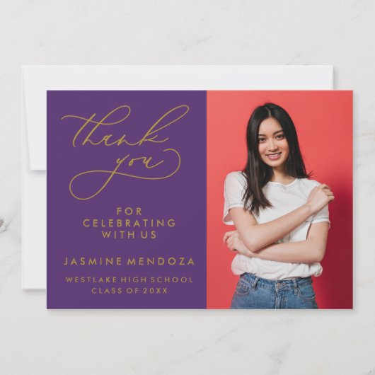 EENVOUDIGE GRILLIGE KALLIGRAFIE AFSTUDEREN DANK U BEDANKKAART (Voorkant)