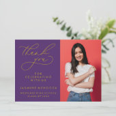 EENVOUDIGE GRILLIGE KALLIGRAFIE AFSTUDEREN DANK U BEDANKKAART (Staand voorkant)