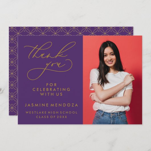 EENVOUDIGE GRILLIGE KALLIGRAFIE AFSTUDEREN DANK U BEDANKKAART (Voorkant / Achterkant)