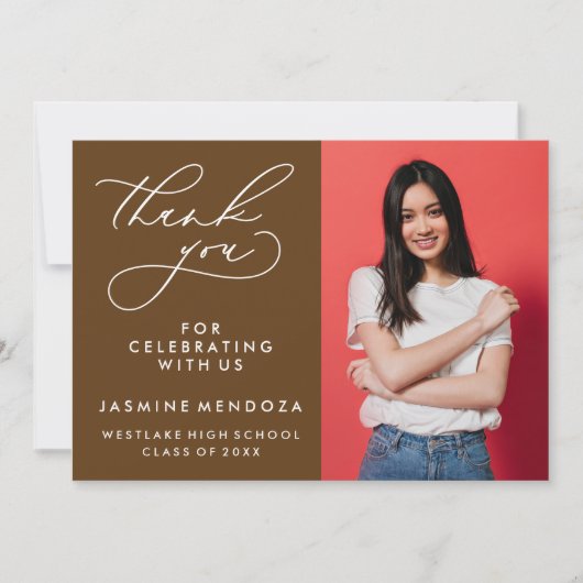 EENVOUDIGE GRILLIGE KALLIGRAFIE AFSTUDEREN DANK U BEDANKKAART (Voorkant)