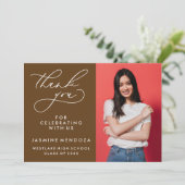 EENVOUDIGE GRILLIGE KALLIGRAFIE AFSTUDEREN DANK U BEDANKKAART (Staand voorkant)