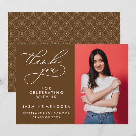 EENVOUDIGE GRILLIGE KALLIGRAFIE AFSTUDEREN DANK U BEDANKKAART (Voorkant / Achterkant)