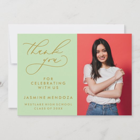 EENVOUDIGE GRILLIGE KALLIGRAFIE AFSTUDEREN DANK U BEDANKKAART (Voorkant)