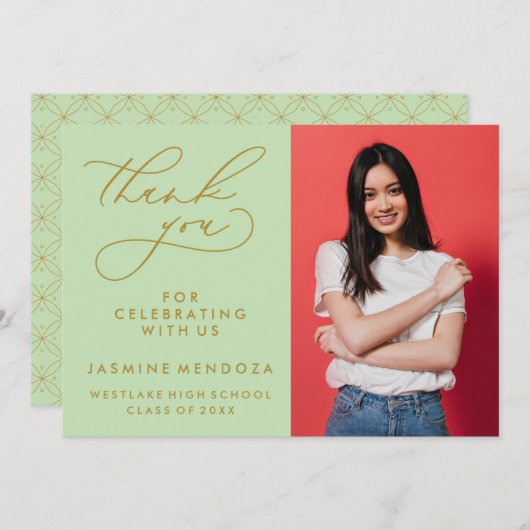 EENVOUDIGE GRILLIGE KALLIGRAFIE AFSTUDEREN DANK U BEDANKKAART (Voorkant / Achterkant)