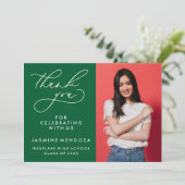 EENVOUDIGE GRILLIGE KALLIGRAFIE AFSTUDEREN DANK U BEDANKKAART (Staand voorkant)