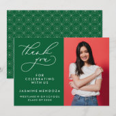 EENVOUDIGE GRILLIGE KALLIGRAFIE AFSTUDEREN DANK U BEDANKKAART (Voorkant / Achterkant)