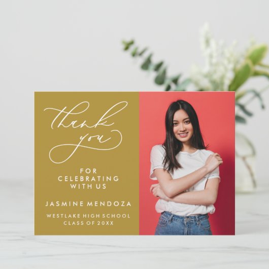 EENVOUDIGE GRILLIGE KALLIGRAFIE AFSTUDEREN DANK U BEDANKKAART (Staand voorkant)