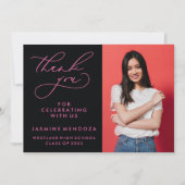 EENVOUDIGE GRILLIGE KALLIGRAFIE AFSTUDEREN DANK U BEDANKKAART (Voorkant)