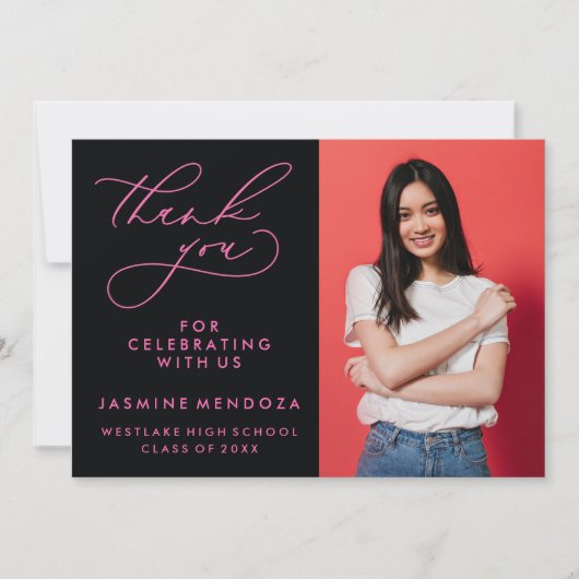 EENVOUDIGE GRILLIGE KALLIGRAFIE AFSTUDEREN DANK U BEDANKKAART (Voorkant)