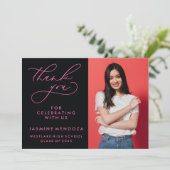 EENVOUDIGE GRILLIGE KALLIGRAFIE AFSTUDEREN DANK U BEDANKKAART (Staand voorkant)