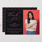 EENVOUDIGE GRILLIGE KALLIGRAFIE AFSTUDEREN DANK U BEDANKKAART (Voorkant / Achterkant)