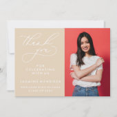 EENVOUDIGE GRILLIGE KALLIGRAFIE AFSTUDEREN DANK U BEDANKKAART (Voorkant)