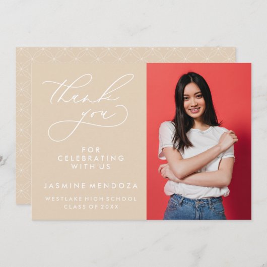 EENVOUDIGE GRILLIGE KALLIGRAFIE AFSTUDEREN DANK U BEDANKKAART (Voorkant / Achterkant)