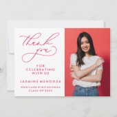 EENVOUDIGE GRILLIGE KALLIGRAFIE AFSTUDEREN DANK U BEDANKKAART (Voorkant)